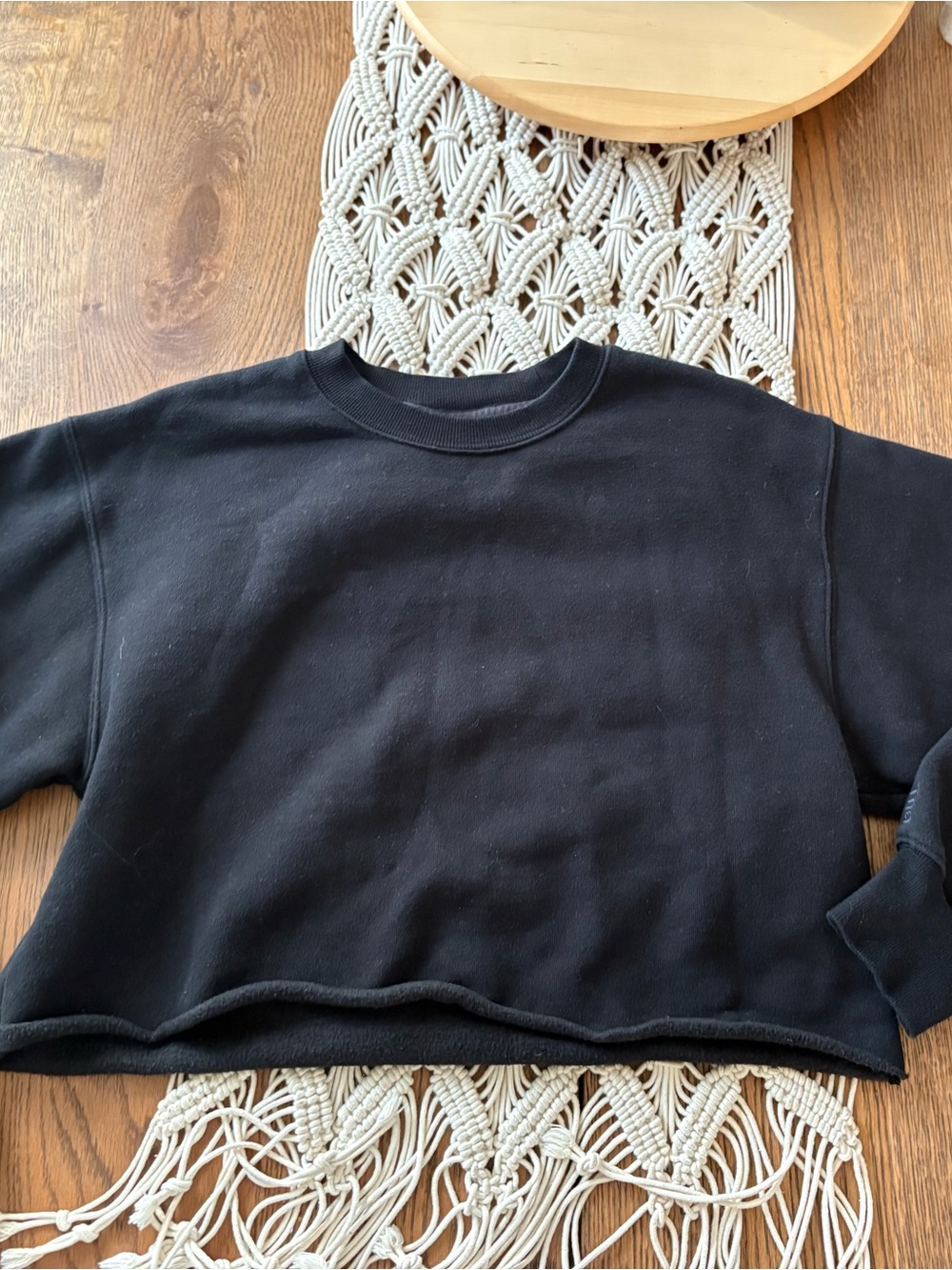 TNA Black Cropped Crewneck Sweater